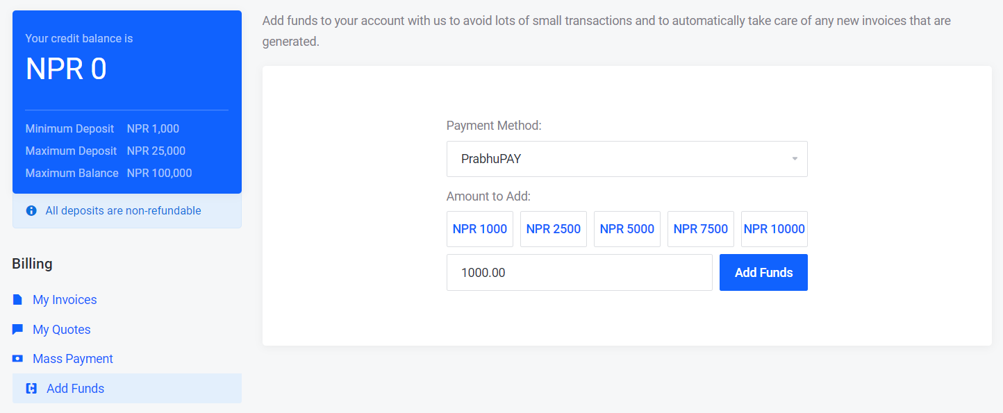Babal Host add fund functionality
